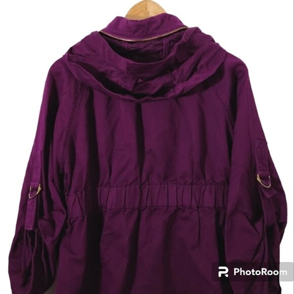 French Connection Underground Purple Twill Cotton & Linen Jacket Women's Size 10 - Picture 8 of 15